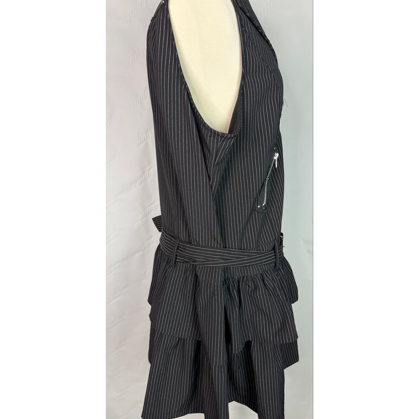 ACDC Rag Black Pin Stripe Layered Dress With Zippers