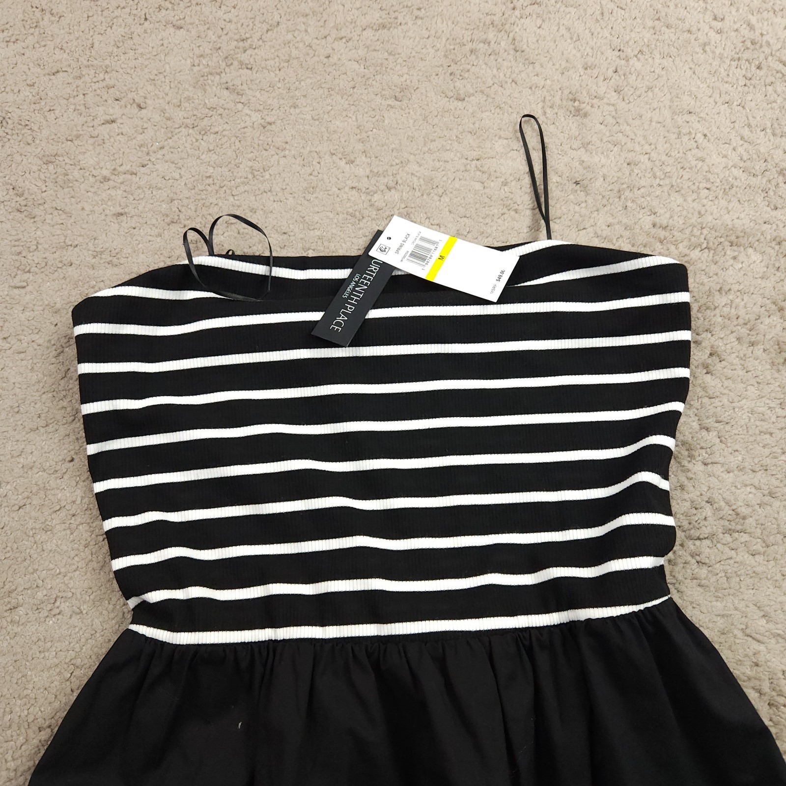 Tinsel Juniors Strapless Mixed Media Midi Dress Striped Poplin White Size M