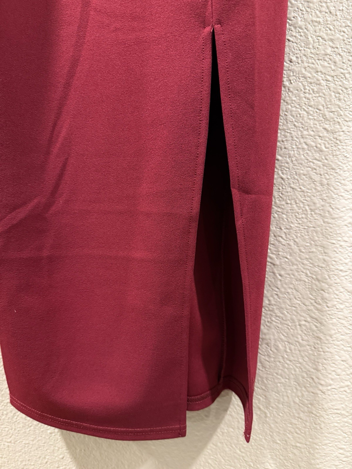 OWIN Red Bodycon Midi Dress Adjustable Straps Side Slit Square Neck Sleeveless S