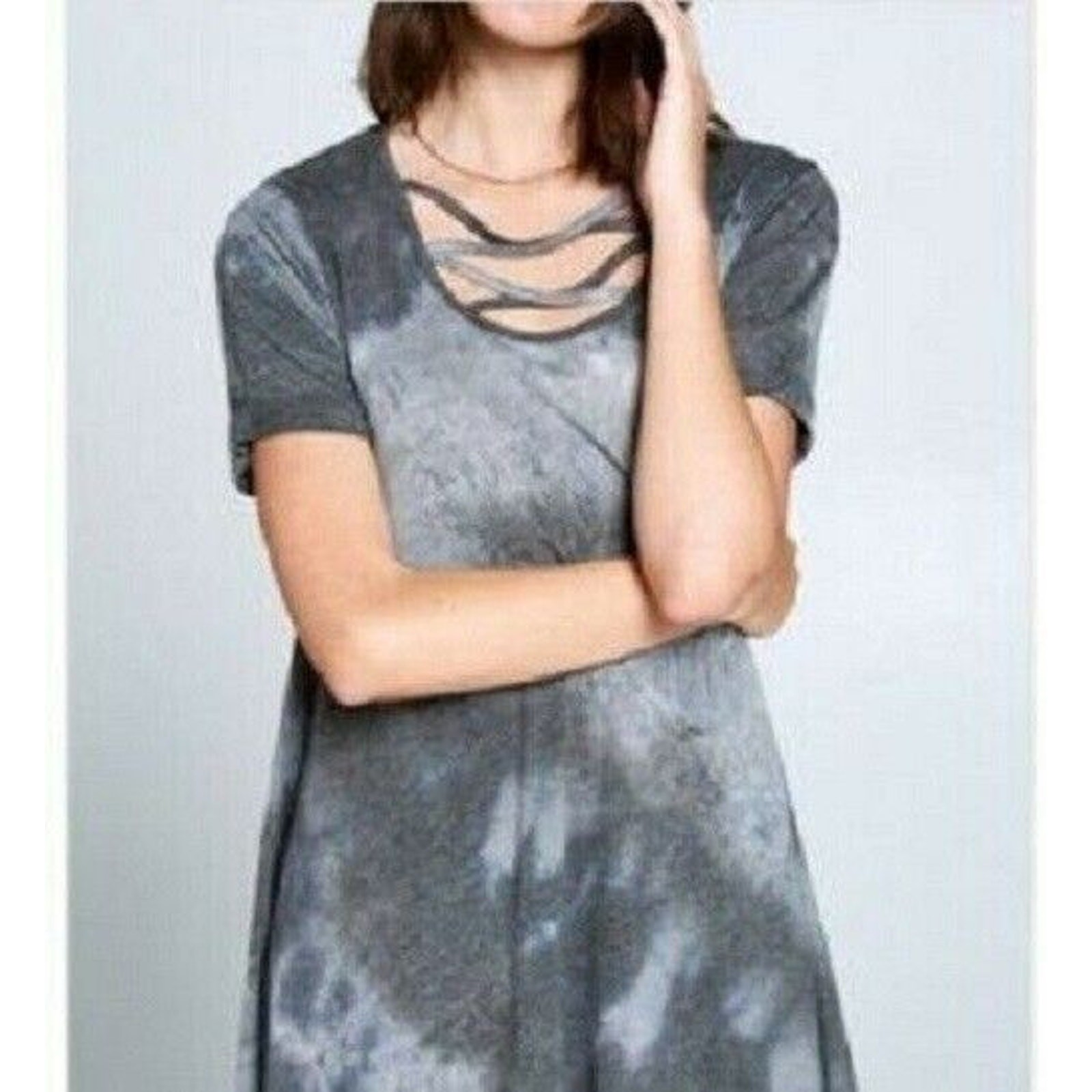 Strappy front dress Tie Dye color grey. New with tags Size: M