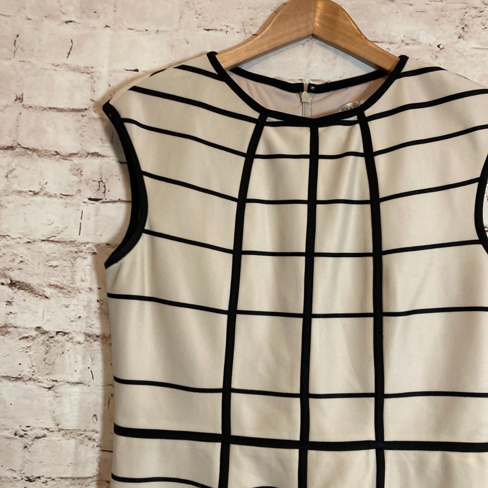 Sandra Darren Dress Womens 10 Black & Tan Check Retro Fit & Flare Modern Zip