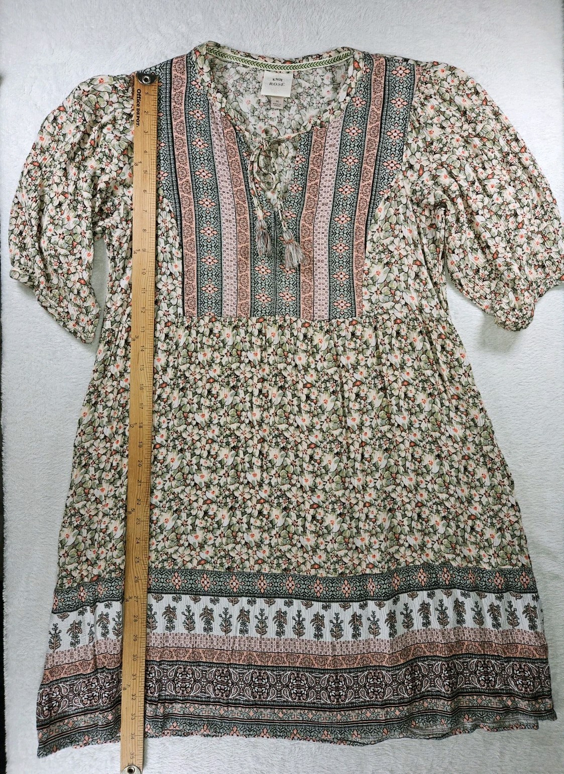 Knox Rose Shift Dress Sz M Boho Cottagecore Hippie Prairie Peasant Flowy Rayon