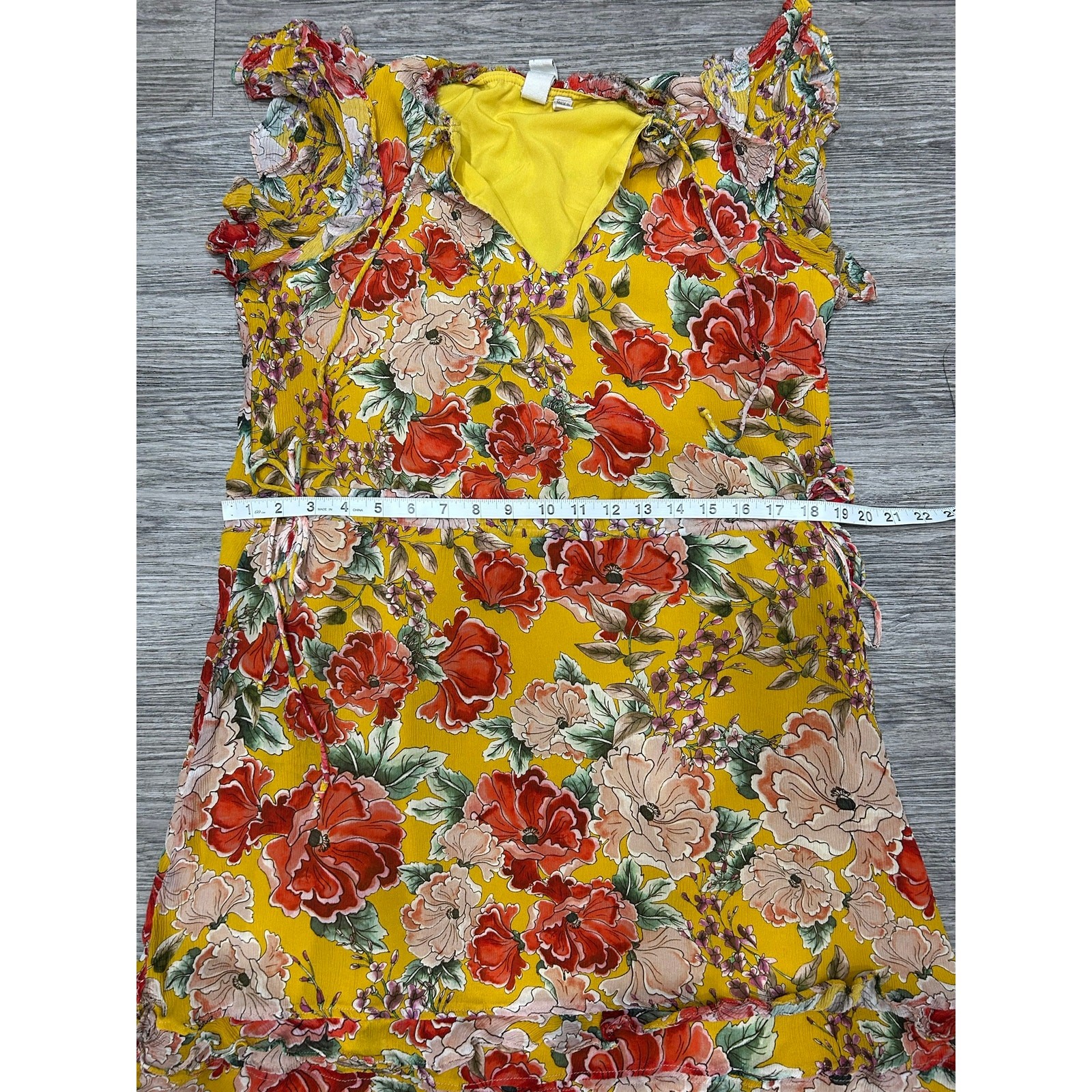 ⁠Dolan Left Coast Collection Yellow Floral Ruffle Midi Dress Sz S Anthropologie⁠