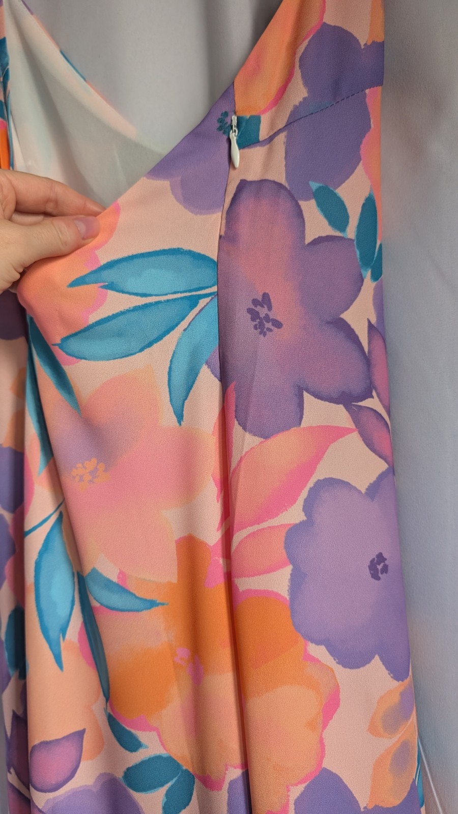 Cupshe Sakura Cream Pink Orange Multicolor Floral Midi Slip Dress Crossback M