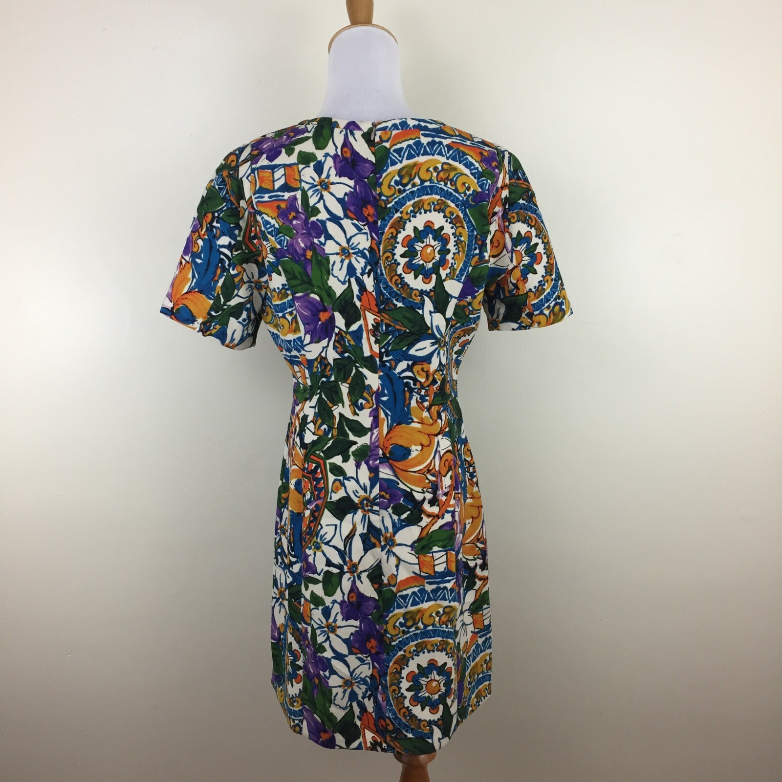 NWT I. MADELINE Multi-Color Print Short Sleeve Lined Dress Womens sz Small