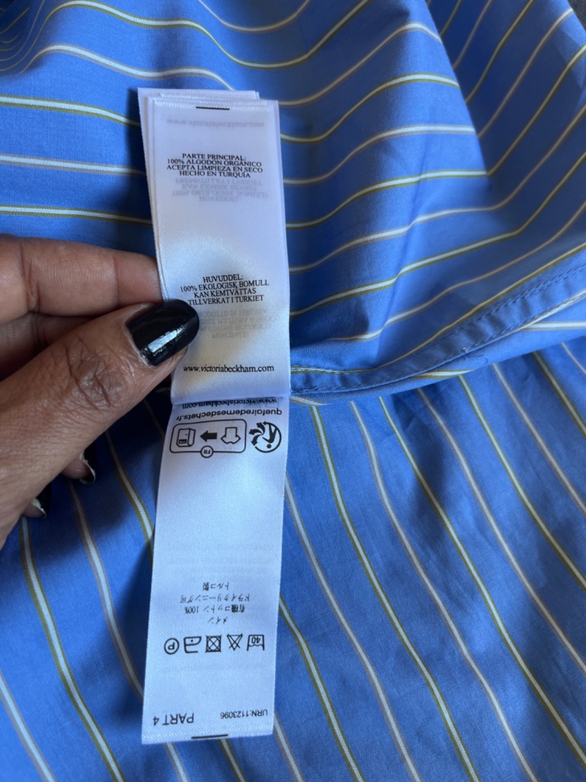 Victoria Beckham Striped Cotton-poplin Midi Dress Sz UK 10/US 6 Blue Euro Summer
