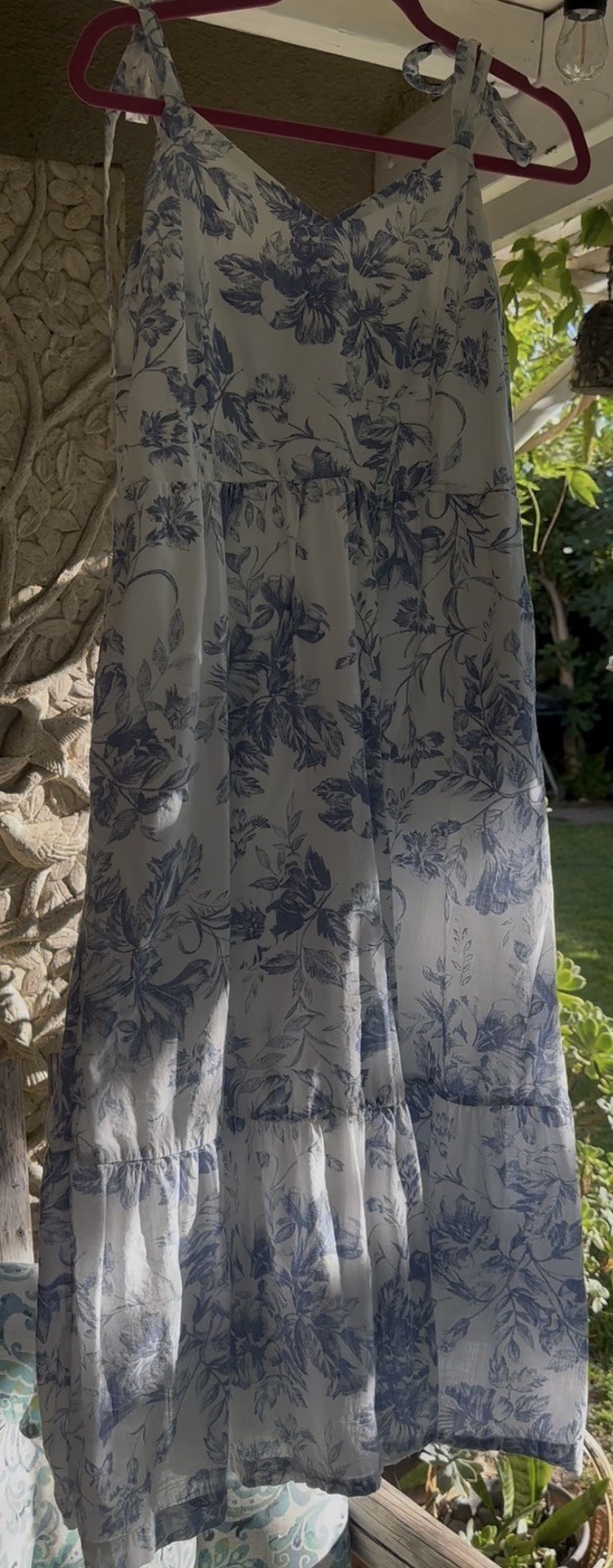 Gap 💯%Cotton Dress Offwhite Floral Maxi Blue/ White Floral Summer Sz 12 Med