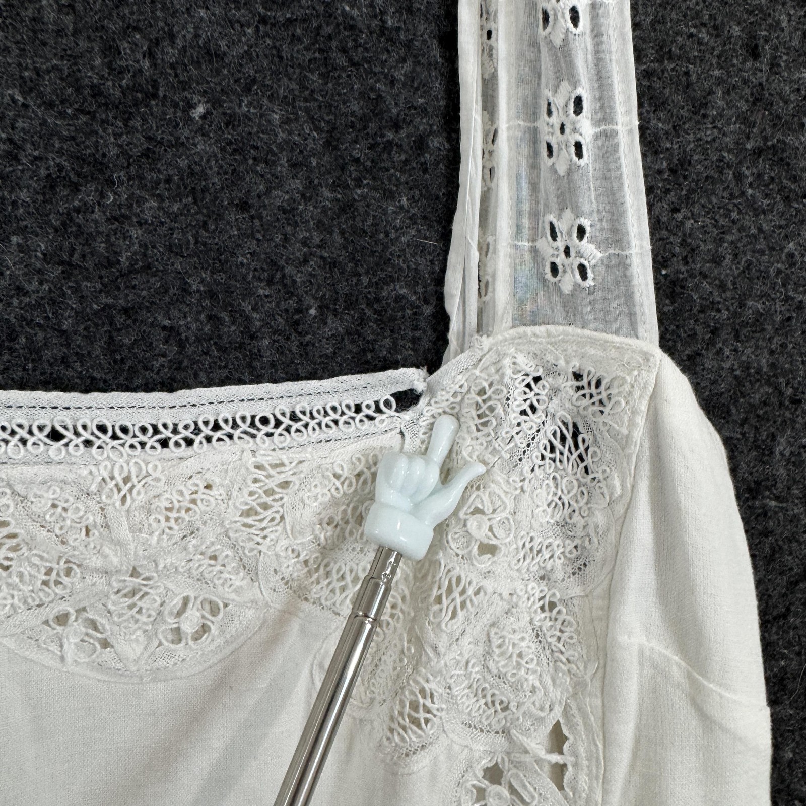 LoveShackFancy Tariah Pinafore Dress Women’s 8 White Eyelet Lace Revolve