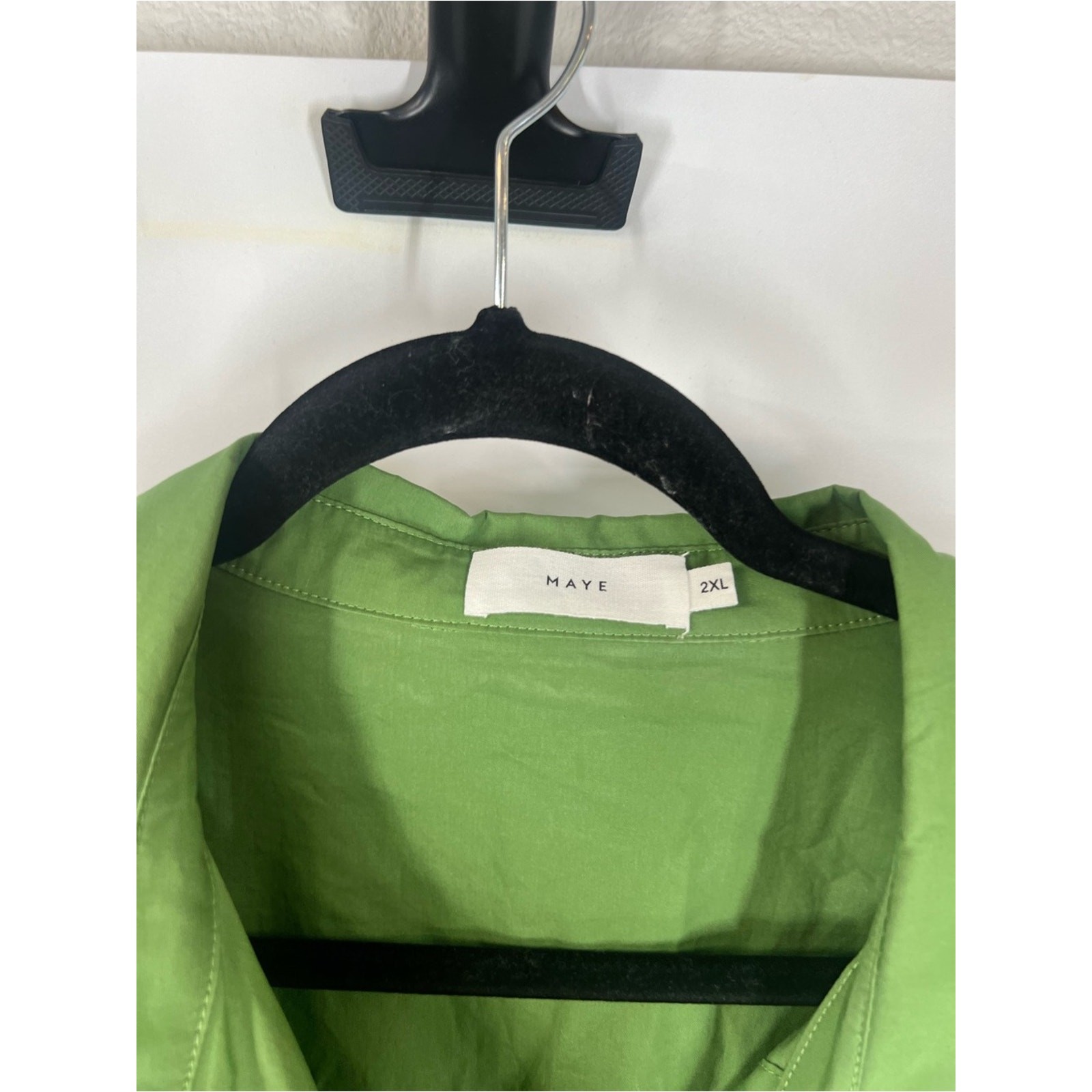 Maye Size 2XL Harper Button-Front Midi Shirt Dress Apple Green