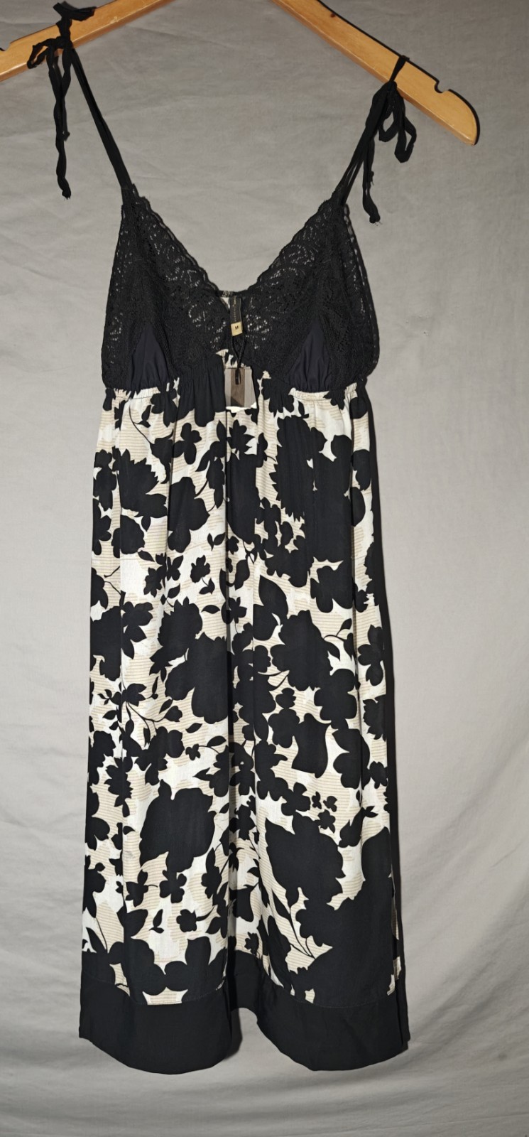 Touche Lingerie NWT Black & White Babydoll Spaghetti Strap V Neck Dress Medium