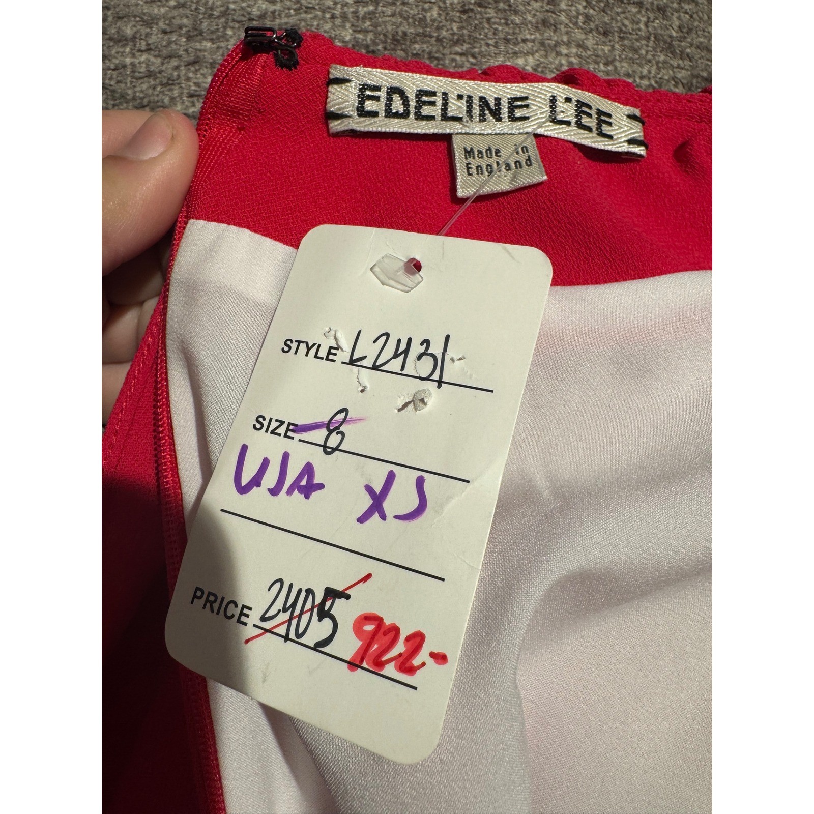 Edeline Lee Red Cape Dress Size 8 Midi Cocktail Formal UK Made Designer