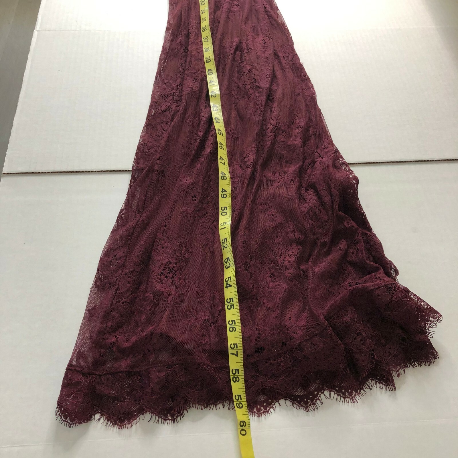 Heartloom Belle Burgundy Lace Halter Maxi Dress size XS Gown AAK