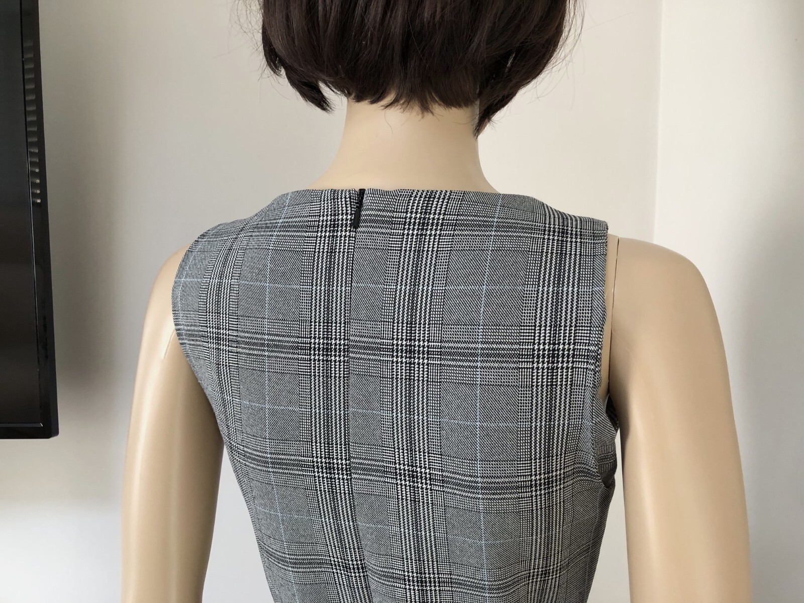 LOVE LABEL Light Grey Tartan Sleeveless Belted Skater City Dress S/M 6-8