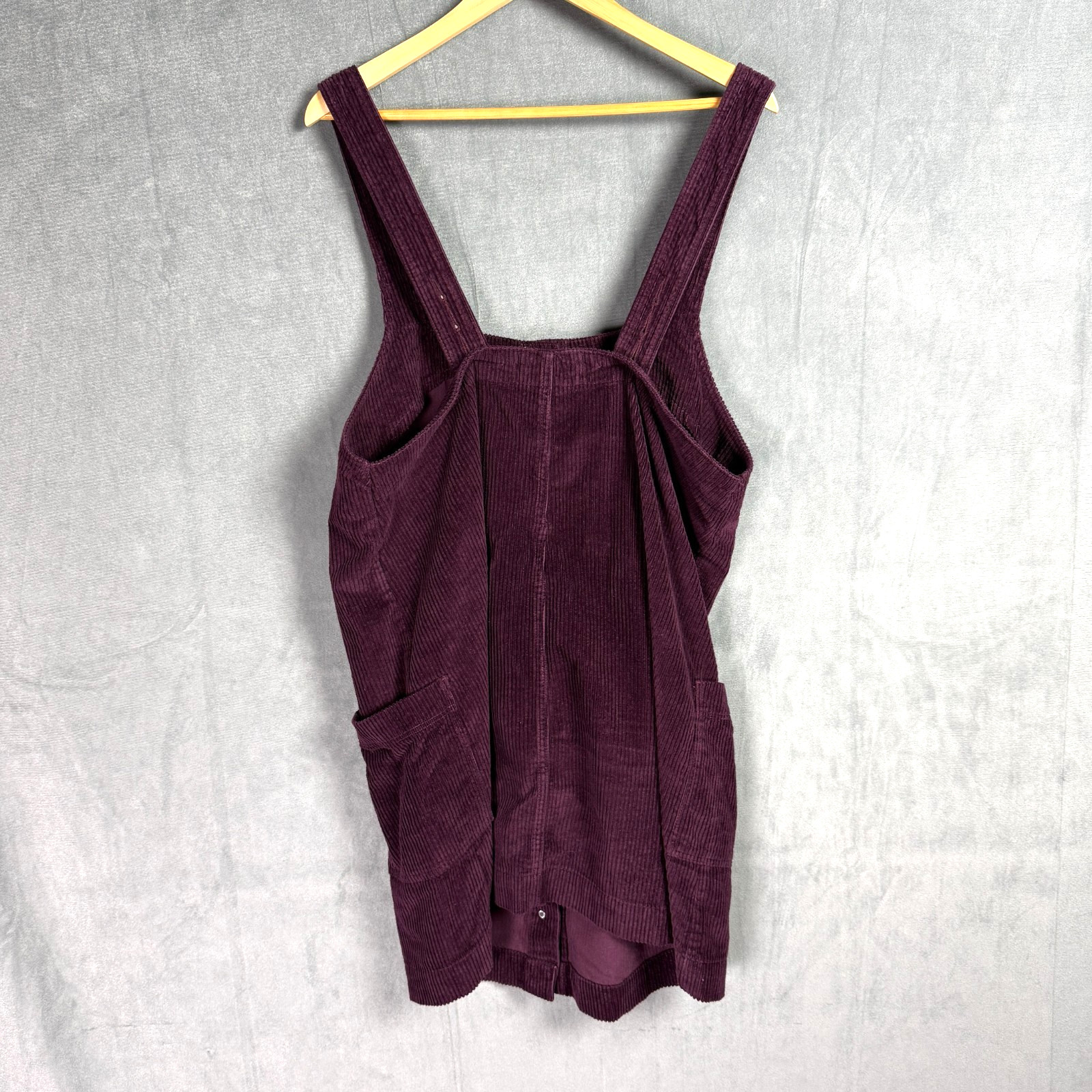 Fat Face US 12 UK 16 Purple Pinafore Dungaree Mini Dress Corduroy Button Pockets