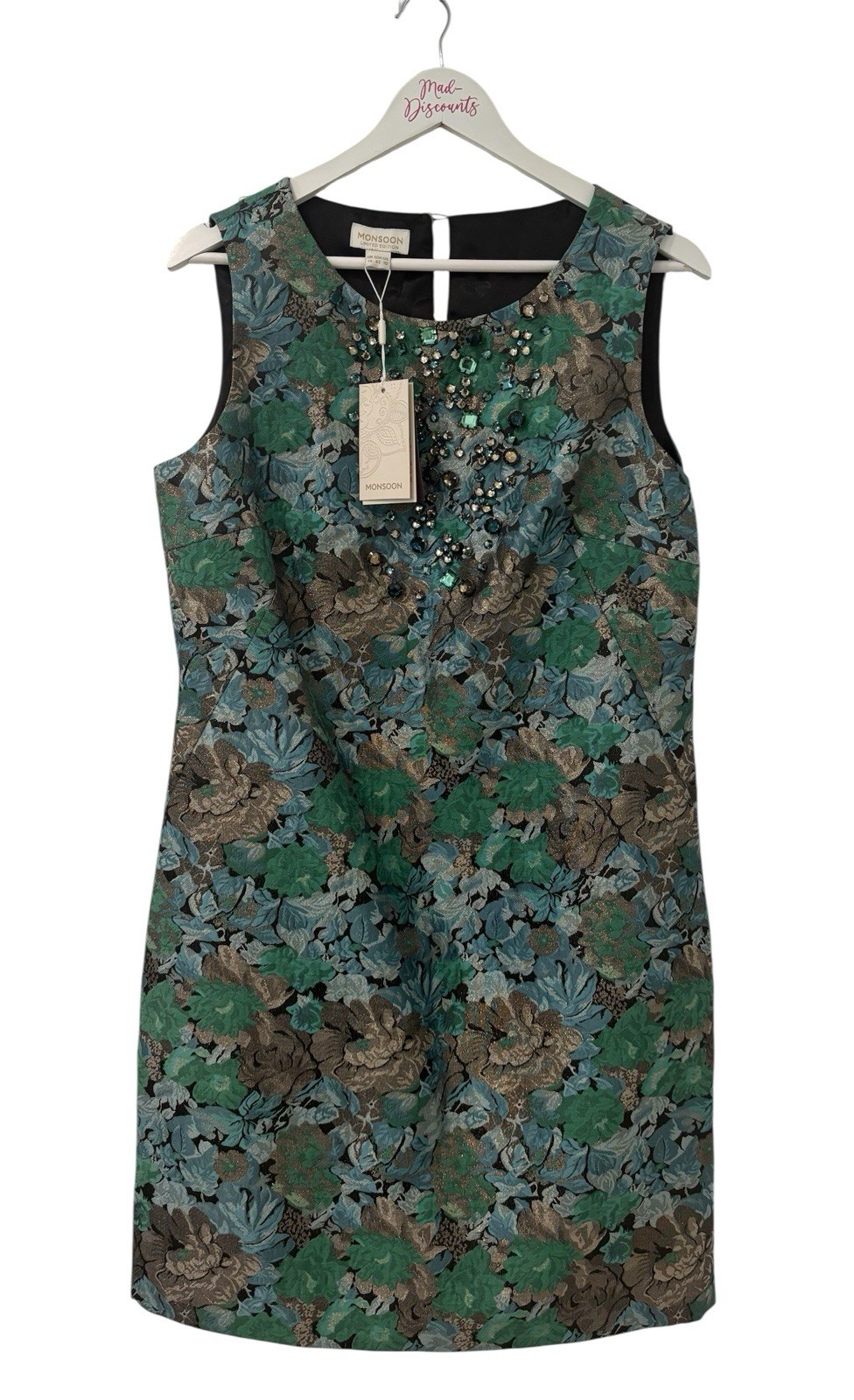 Monsoon Artisan Hand Embellished Green Dress ~ UK 14 US 10 ~ BNWT ~ Rrp £169