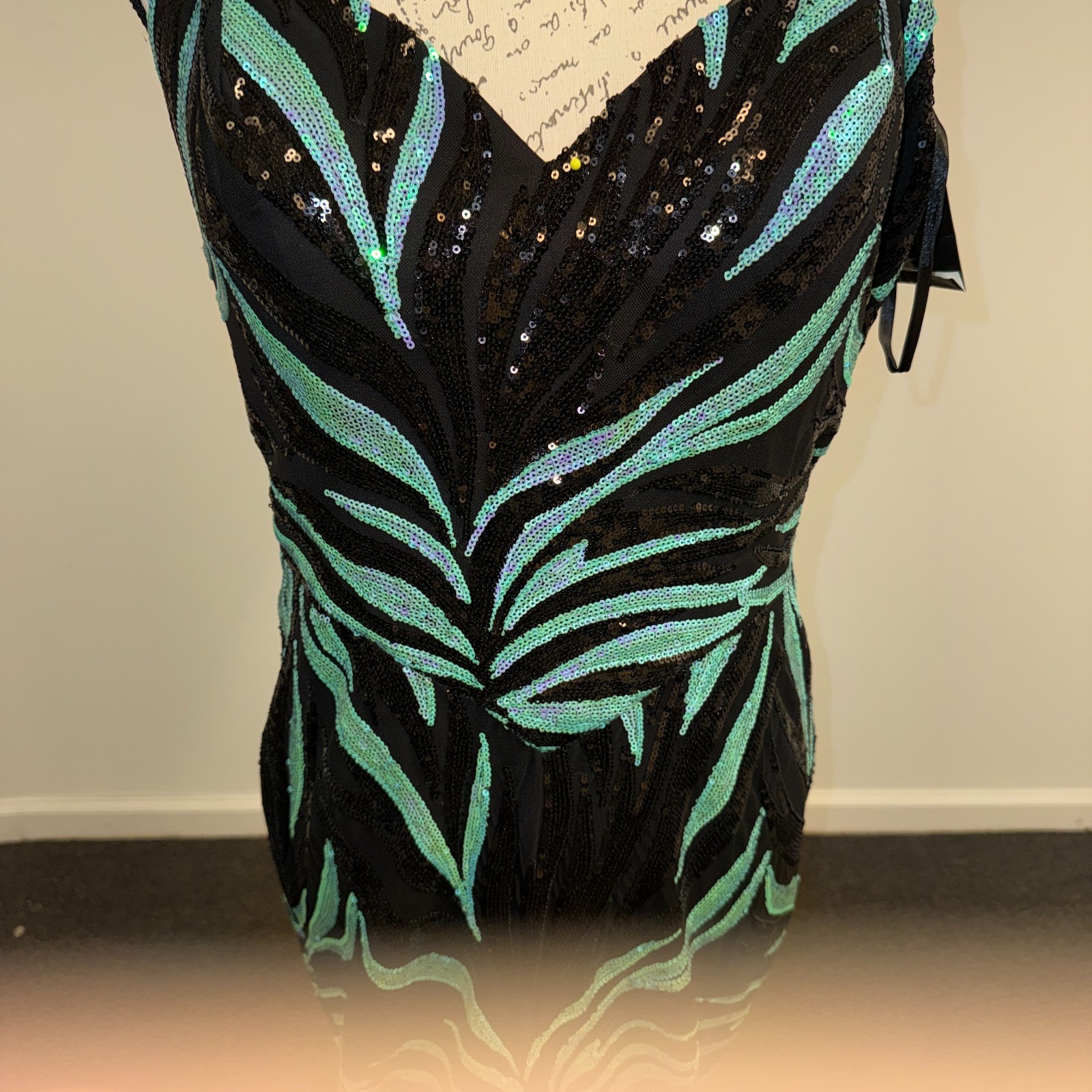 Stella Couture Black Teal Sequin Strapless Mermaid Gown Sweetheart Long Train
