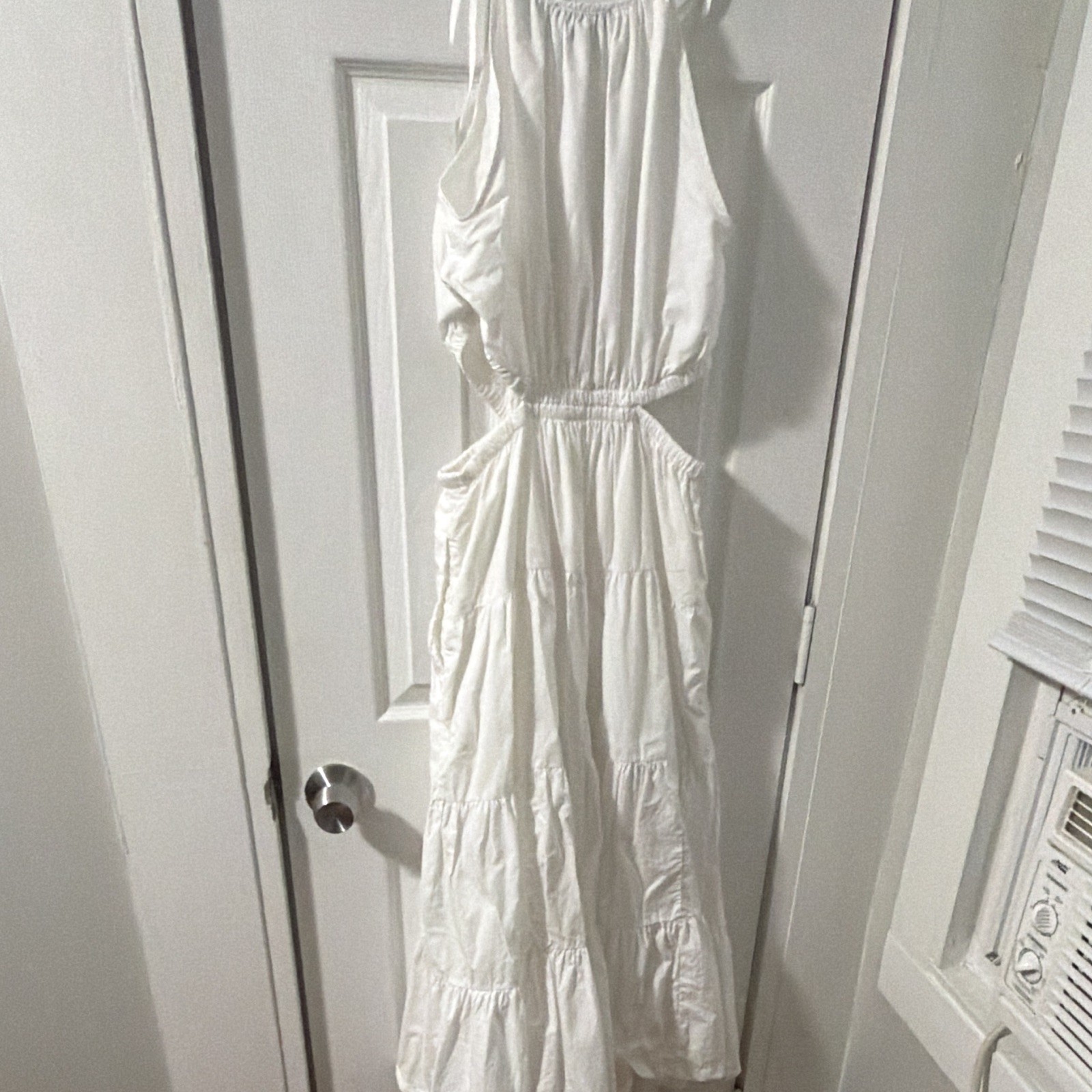 J.CREW White Solid Strappy Sleeveless Tiered Ruffle Tie Pullover Midi XS
