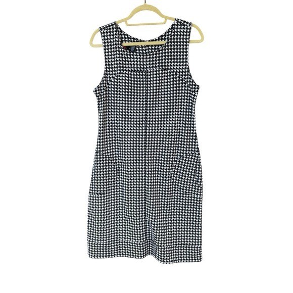 Old College Inn Houndstooth Sleeveless Sheath Dress XL Academia Preppy Workwear