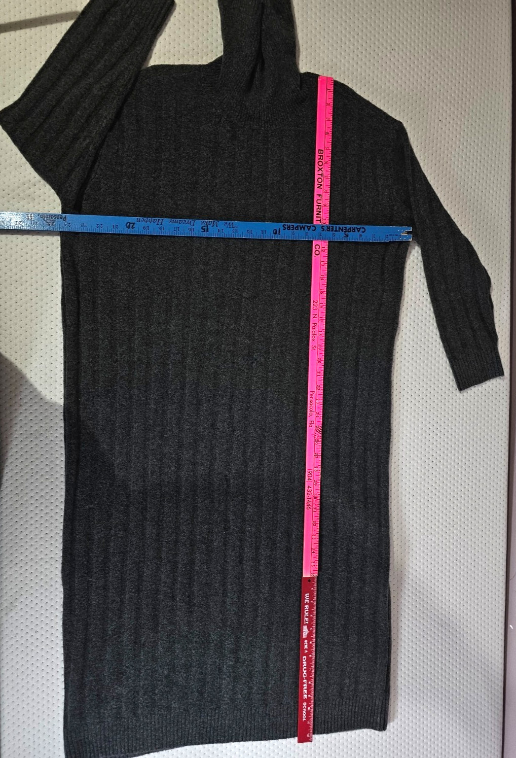 Large/ Xtra Large Loft Ribbed Midi Turtleneck Sweater Dress Gray Wool Blend L/XL