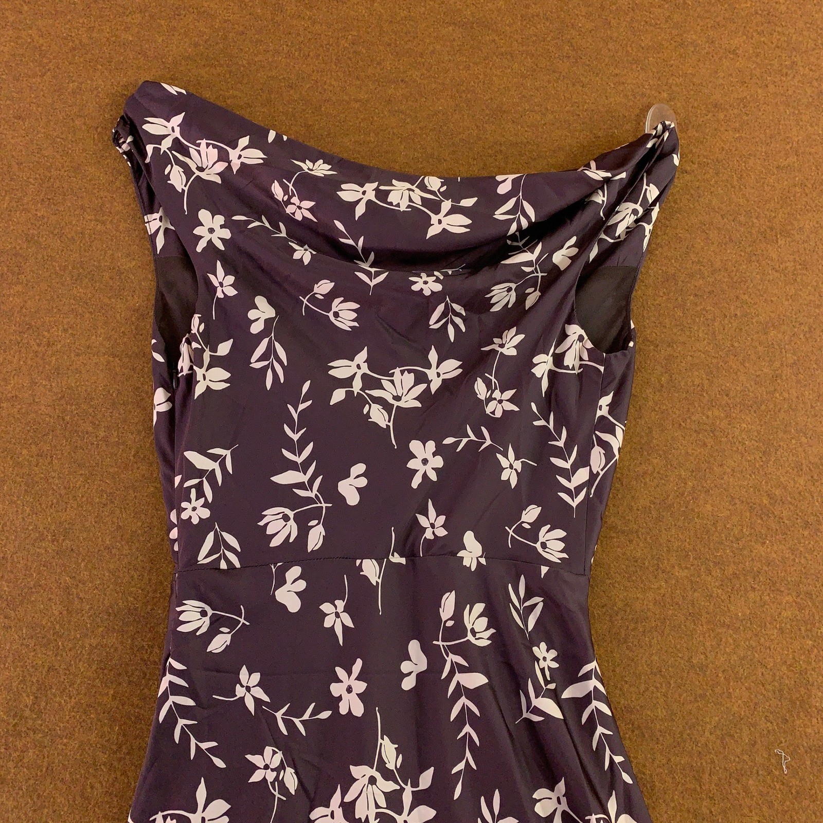 Petal and Pup Womens Small Brown Cream Floral Zafira Cowl Neck Midi Dress NWT
