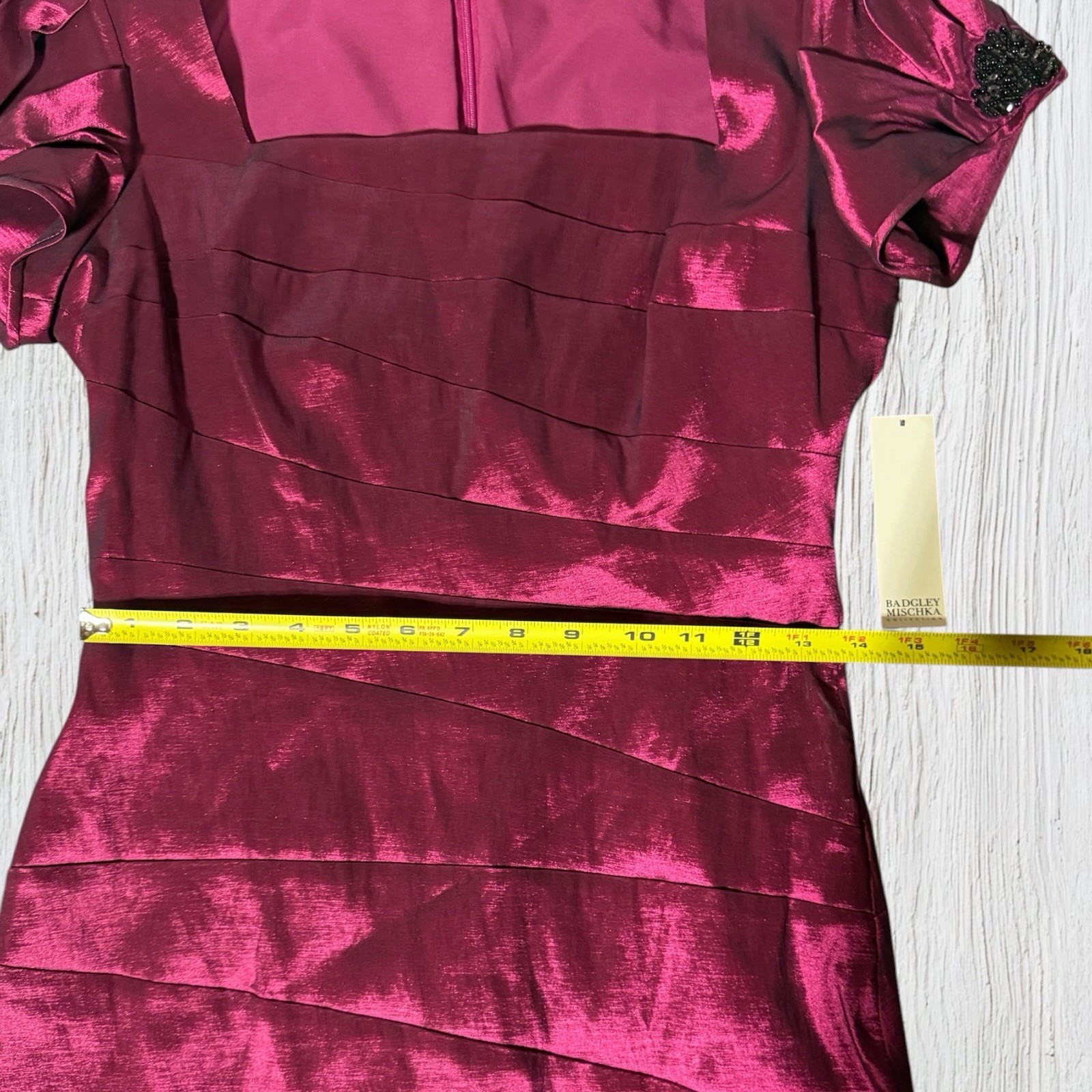 NWT – Badgley Mischka Collection Dress Size 10 Fuchsia Beaded Dress – MSRP $395