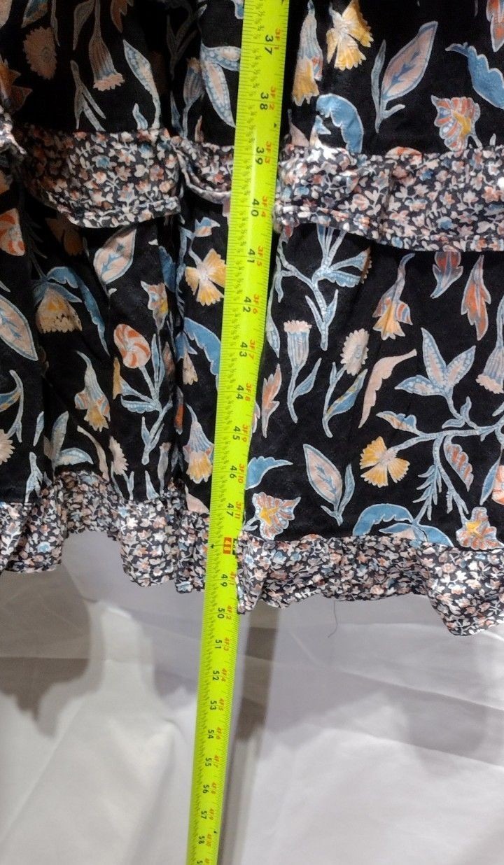 Universal Thread Maxi Tank Dress Medium Sundress Black Floral Ruffle Stretch