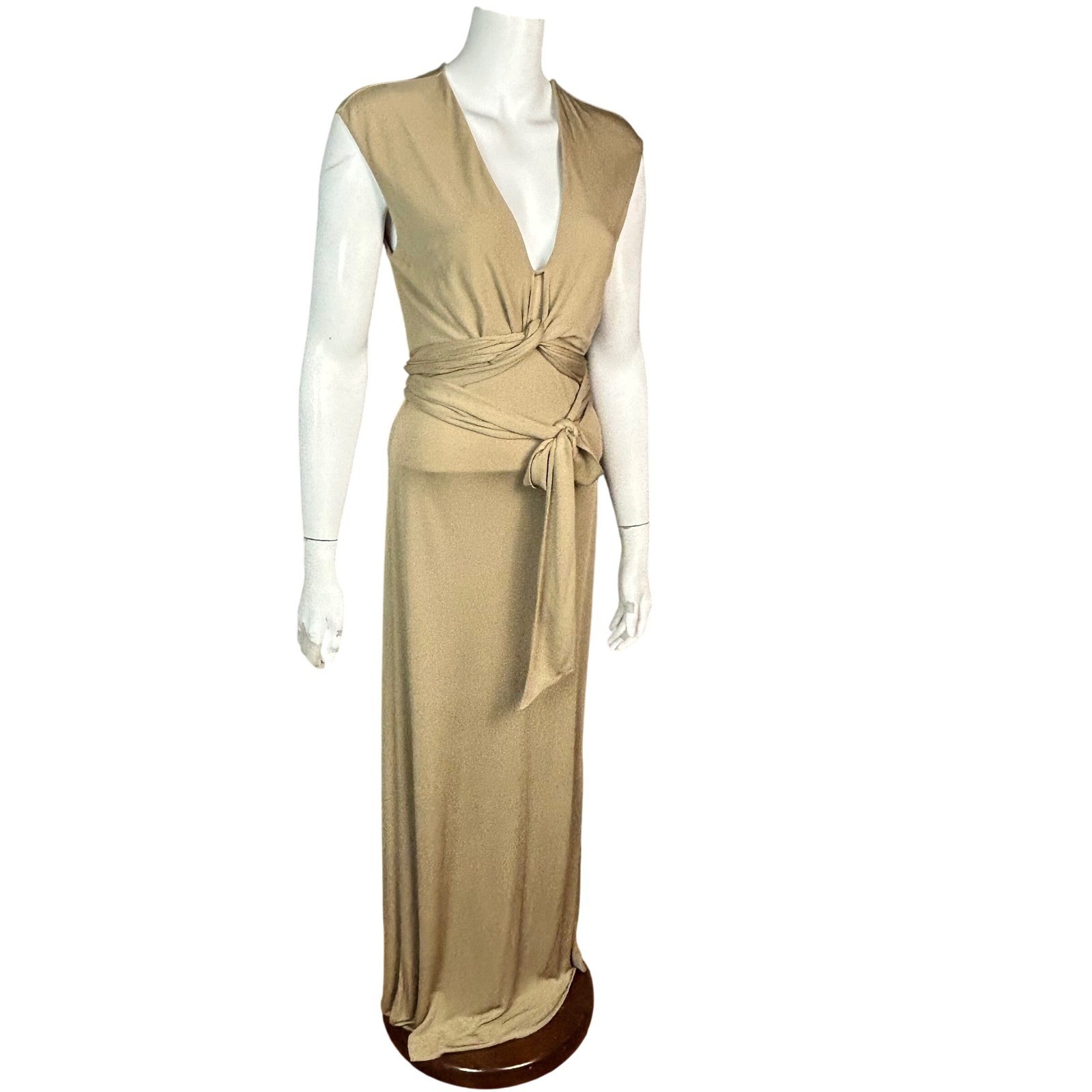 Polo Ralph Lauren Dress women’s Medium long line elegant tan minimalist Grecian