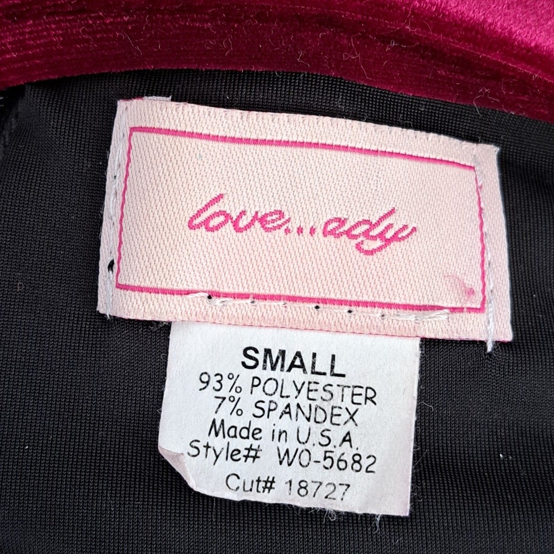 Love..ady Maroon Velvet Sleeveless Stand Up Collar With V Cut Dress Size Small