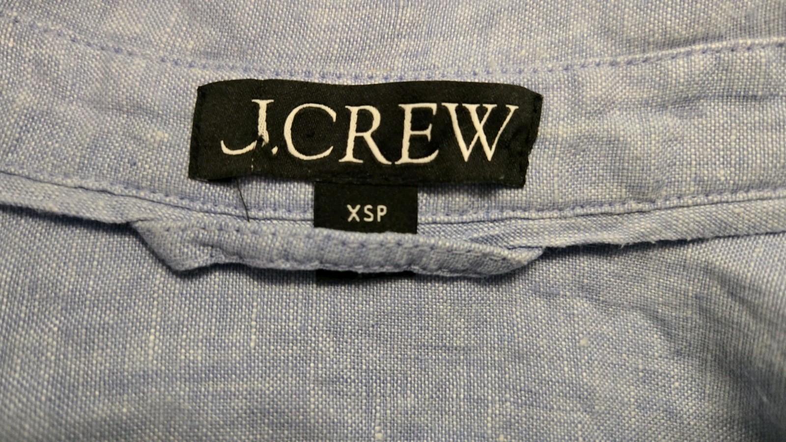 J.CREW Sz XSP Classic Button Front Shirt Dress 100% Linen Blue Preppy, Short Slv