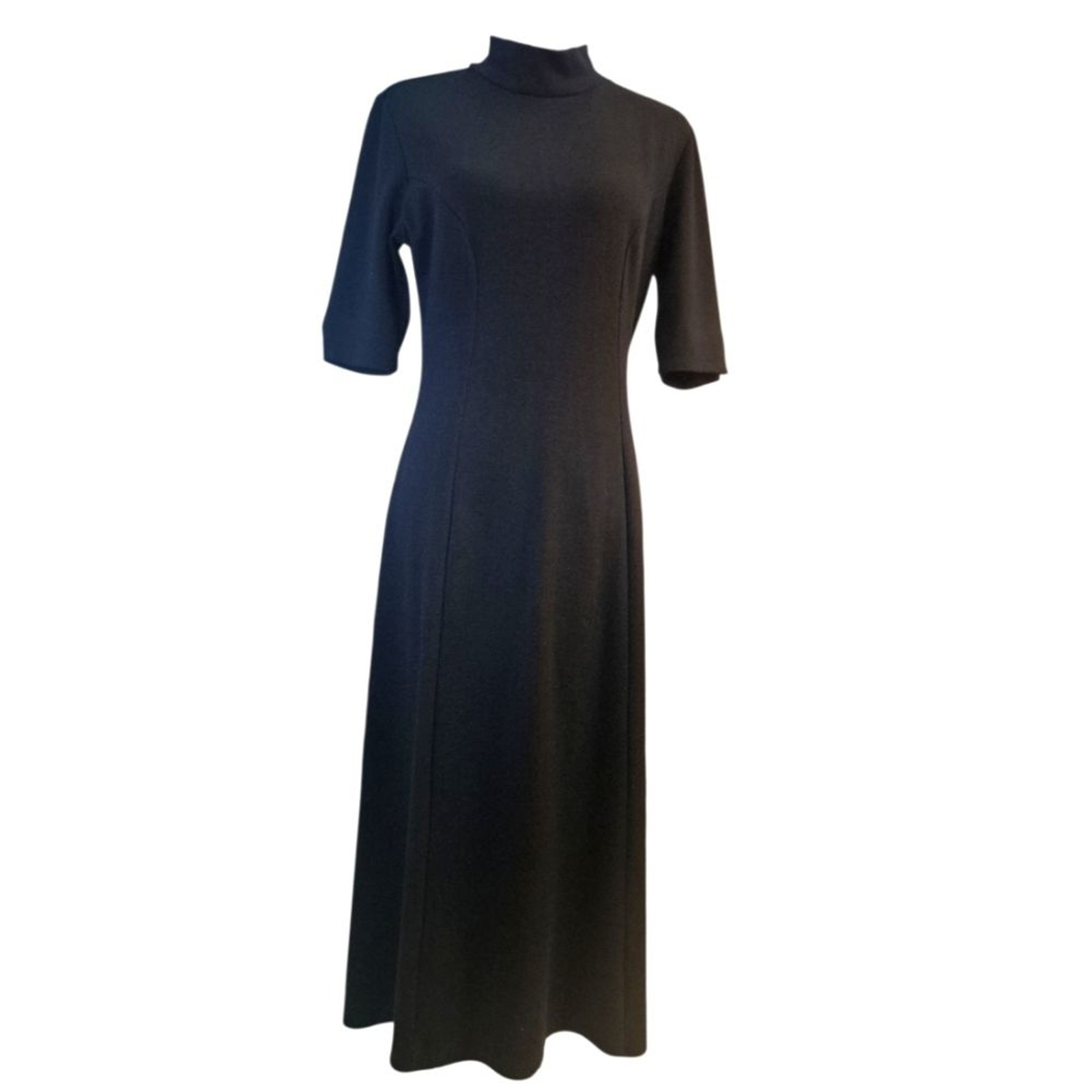 Long Elegant Black Mock Turtleneck Dress – Monterey Bay Size 8