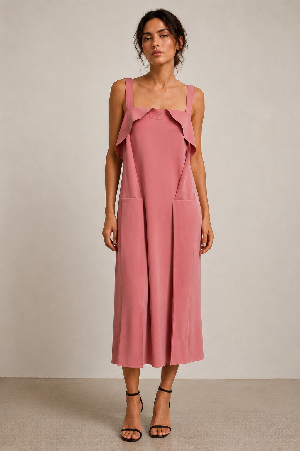 Rachel Comey made in New York Mauve Dusty Rose Midi Ruffled Slip Dress size 6