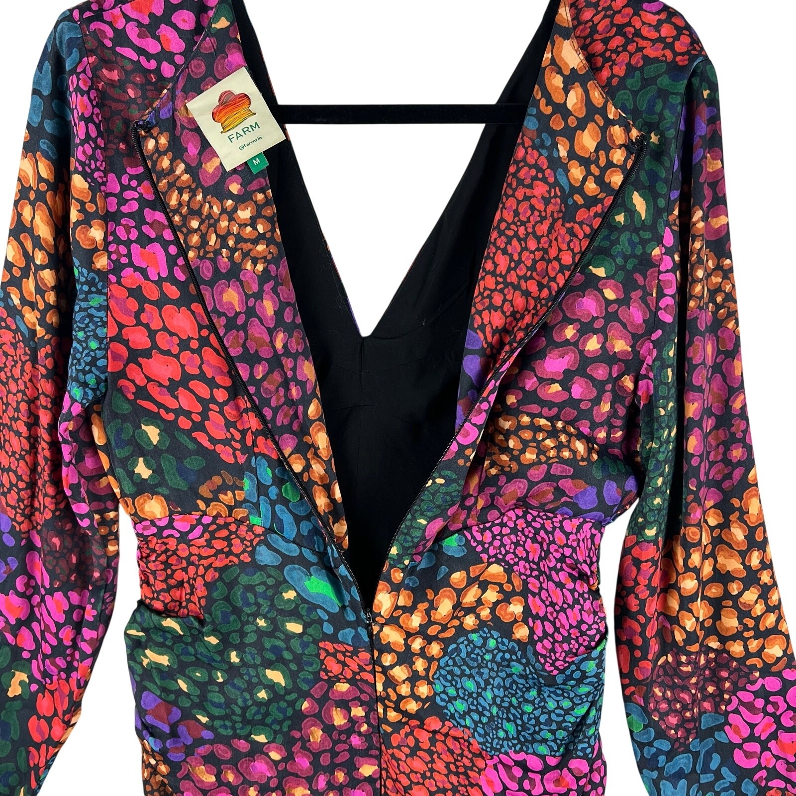 Farm Rio WMNS Rainbow Hearts Lenzing Ecovero Viscose Midi Dress SZ M Multi Color