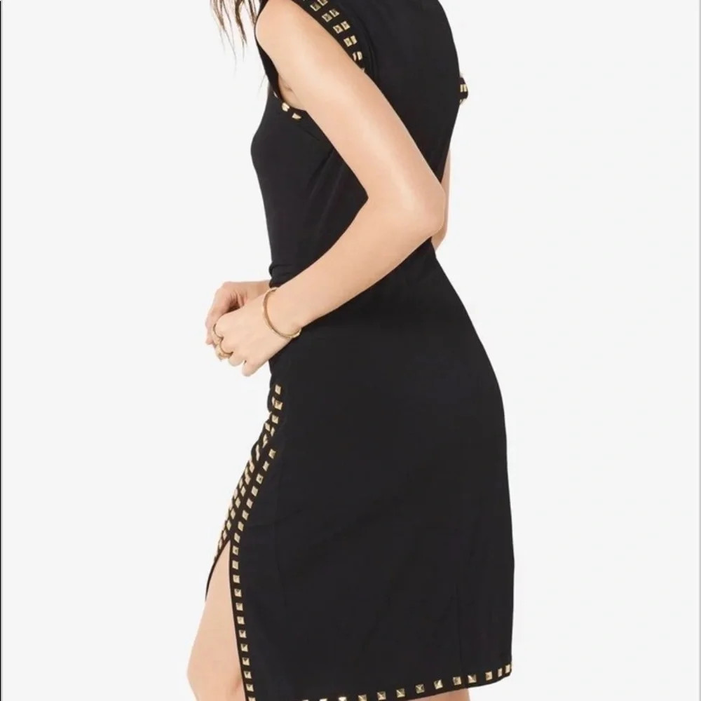 MICHAEL Michael Kors Asymmetrical Studded Sleeveless Side Slit Sheath Dress, S