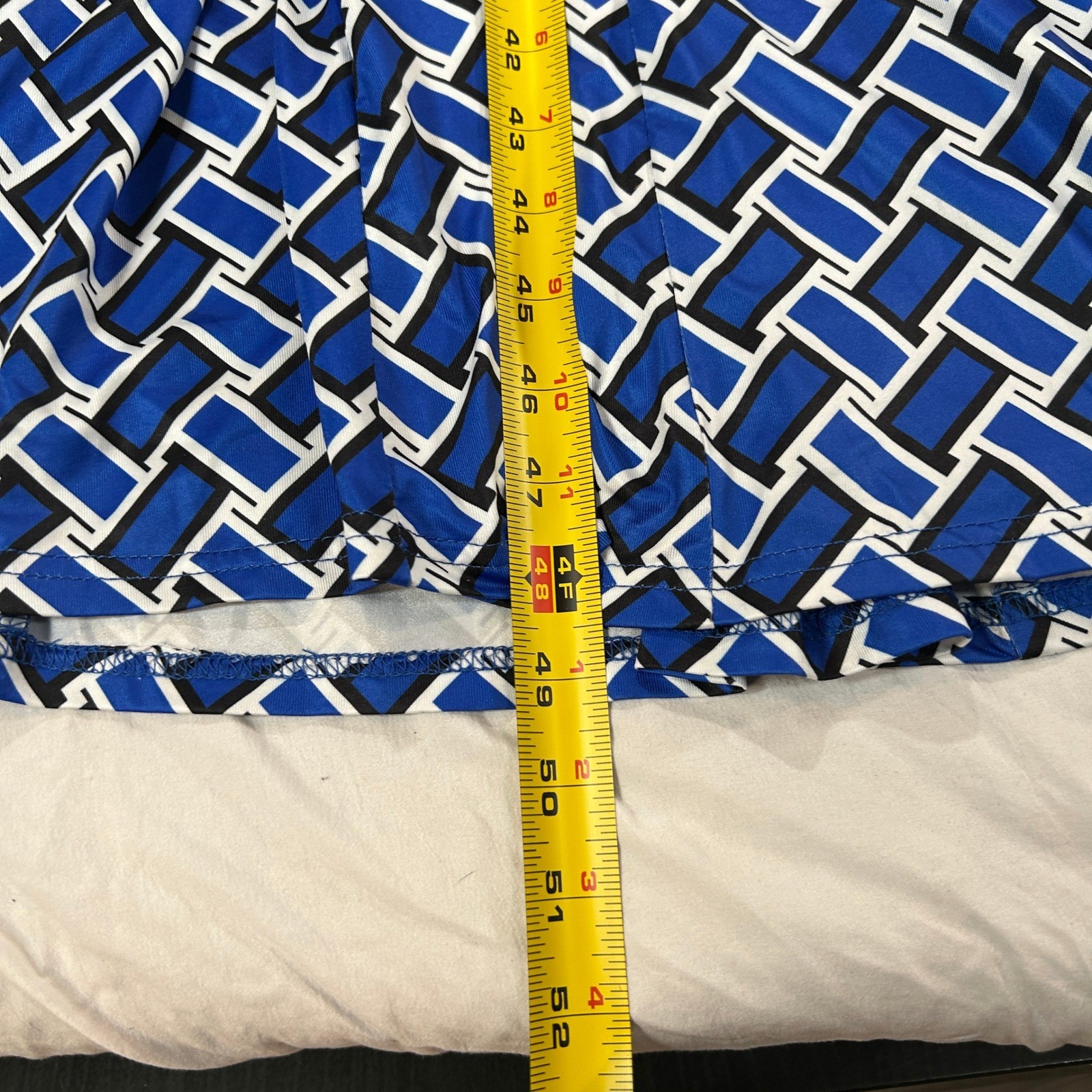 Glamaker Blue Geometric Print Long Sleeve Maxi Shirt Dress Small NEW