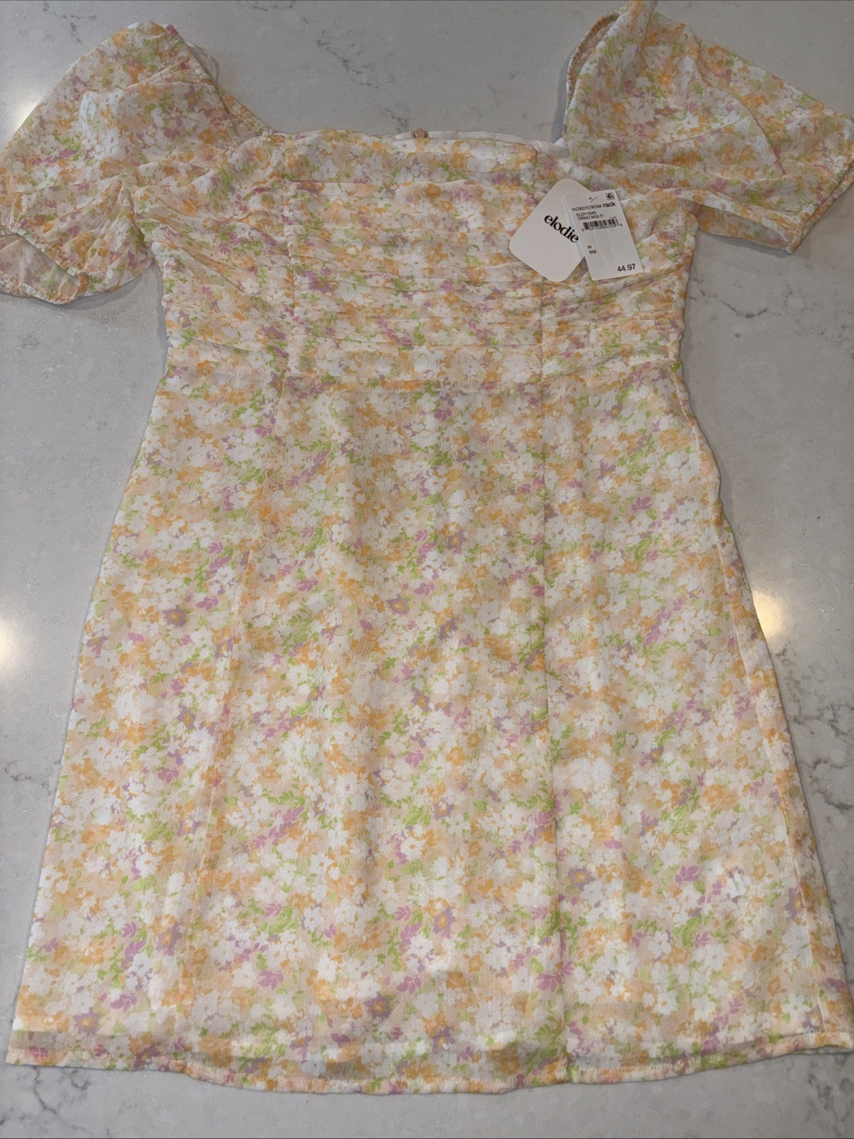 Elodie Peasant Dress Medium Yellow Puff Sleeve Ditsy Floral Cottagecore Romantic