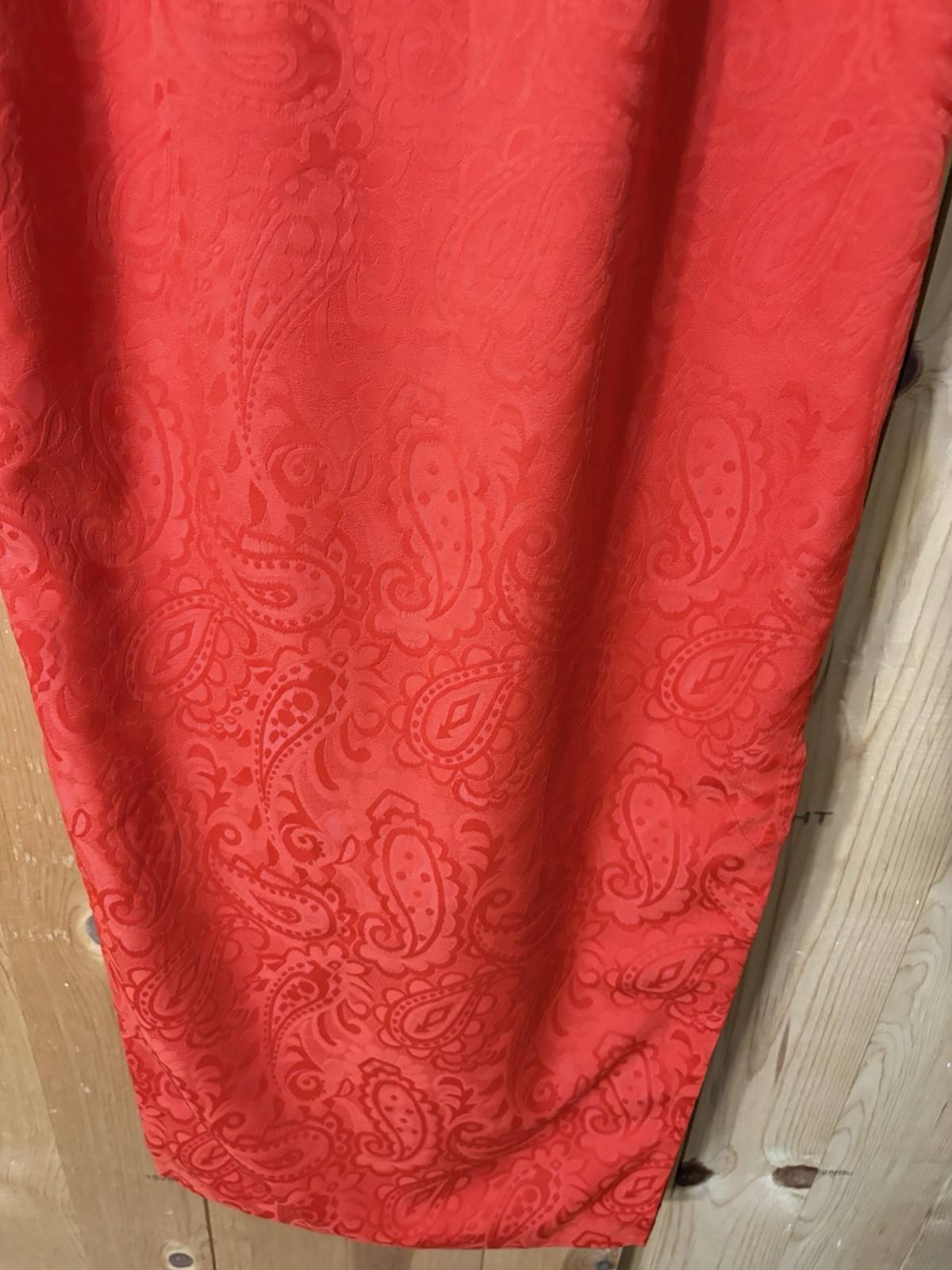 VTG Red Paisley Print Chinese Qipao Dress Cheongsam Maxi 70s Women’s S