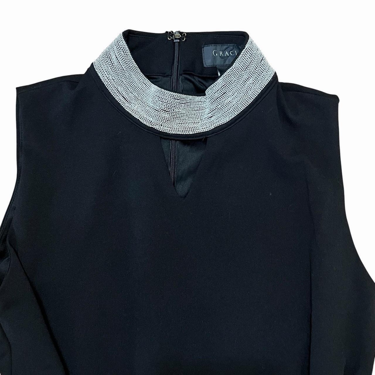Gracia Black Metal Beaded Neck Cut Out Cocktail Swing Dress Size Medium