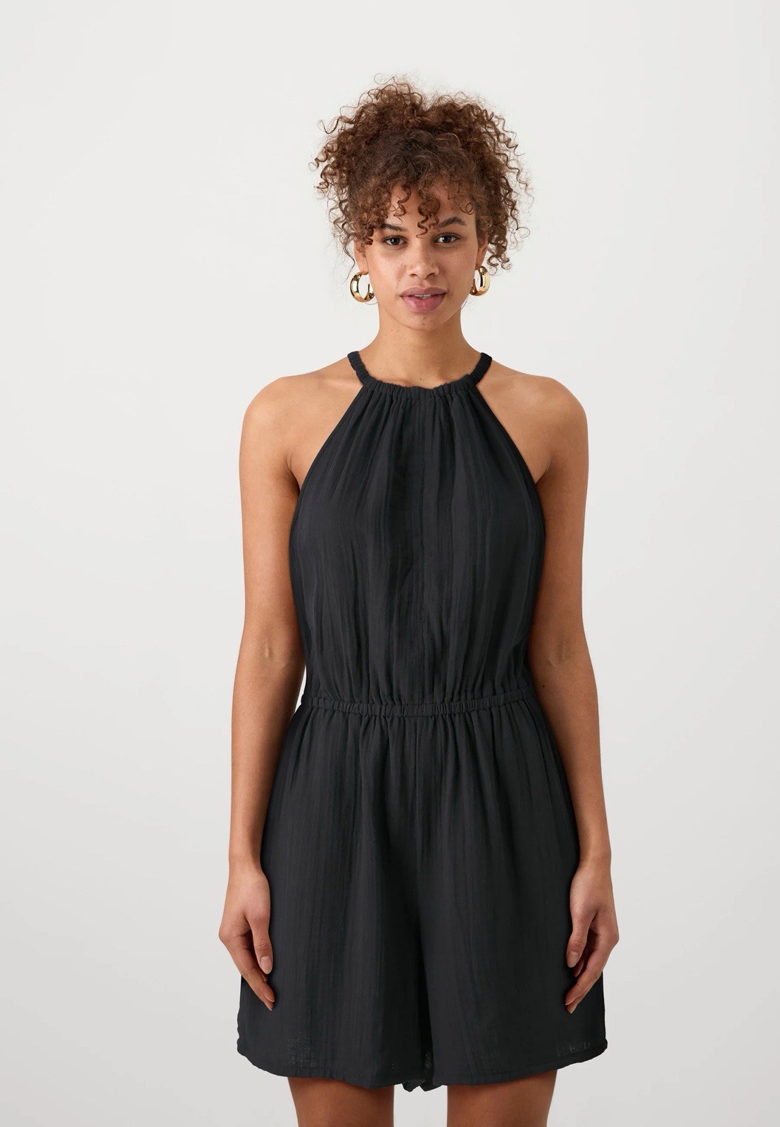 GAP Petite Black Halter Neck Drawstring Waist Dress XS Petite Flowy Viscose