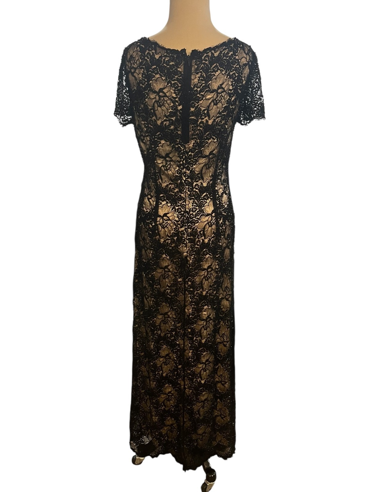 Vtg Black Tie Oleg Cassini NEIMAN MARCUS Black Evening Gown Beaded Silk Sz 10