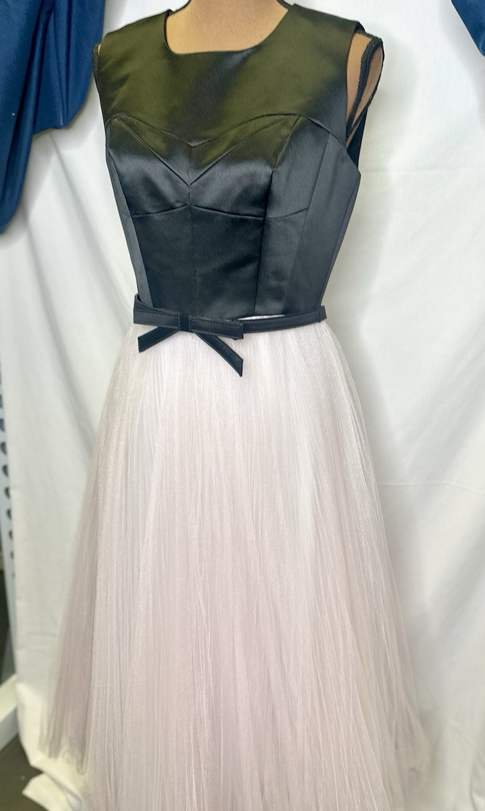 MILLY Black Sateen Pink Organza Pleated Tutu Tulle Sleeveless Gown Midi Dress; 6