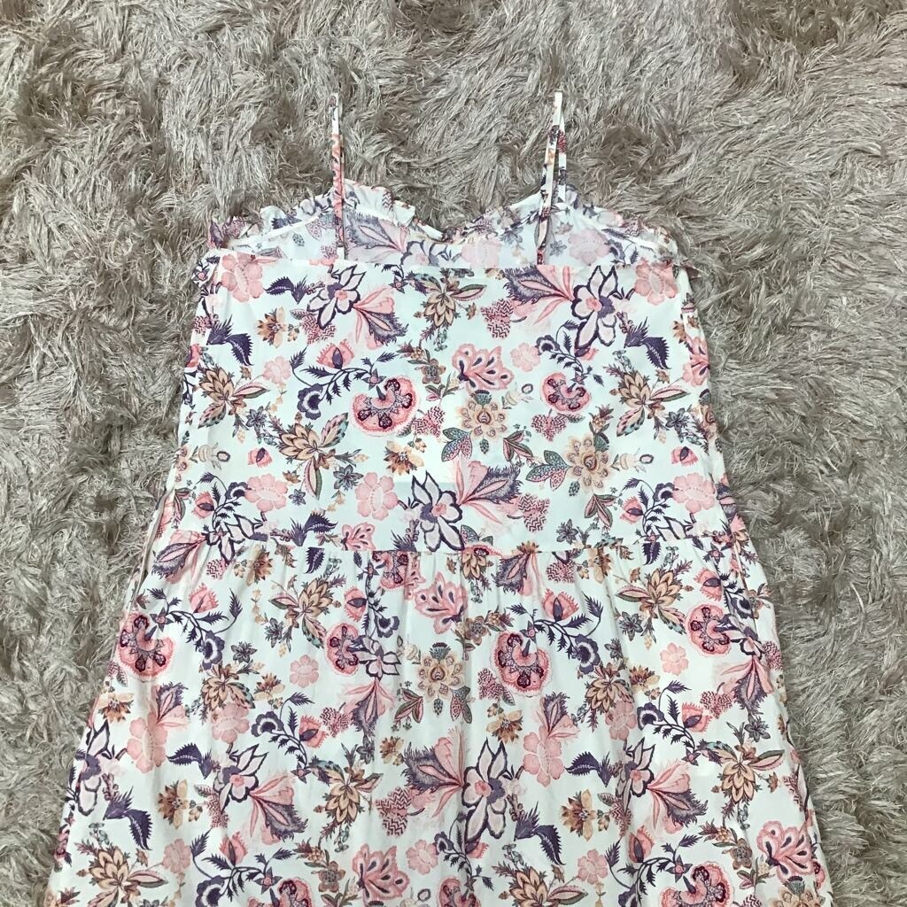 Who What Wear Womens Sundress Multicolor Floral Tiered Midi Coastal M New