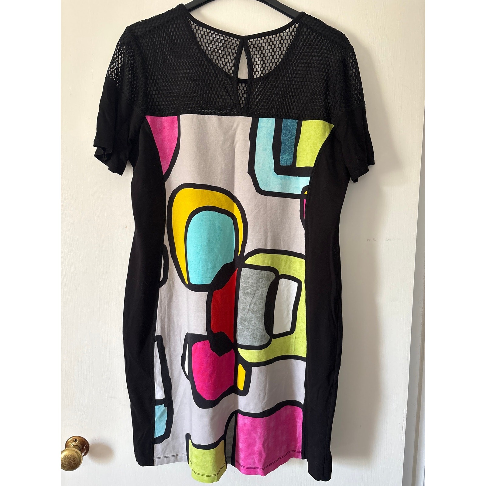 Simply Art by Dolcezza Irena Orlov Abstract Dress XL Mesh Panel Shift Pop Art