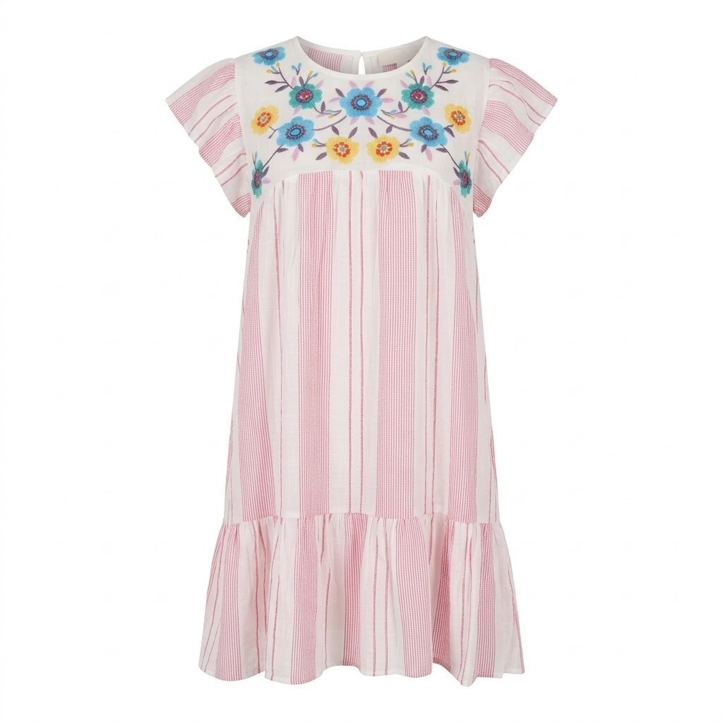 NEW Anthropologie Blu Pepper Women’s LARGE Embroidered Floral Dress Pink