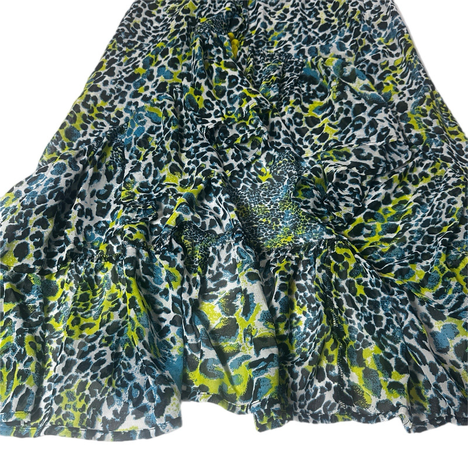 Violet Sky Animal Print High Low Sheer Beaded Boho Maxi Dress Size Medium NWT
