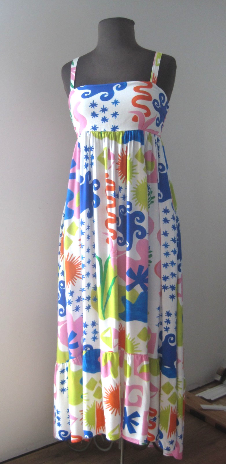 PAPER HEART Anthropologie Coastal Colorful A-Line High Low Maxi Dress Size S