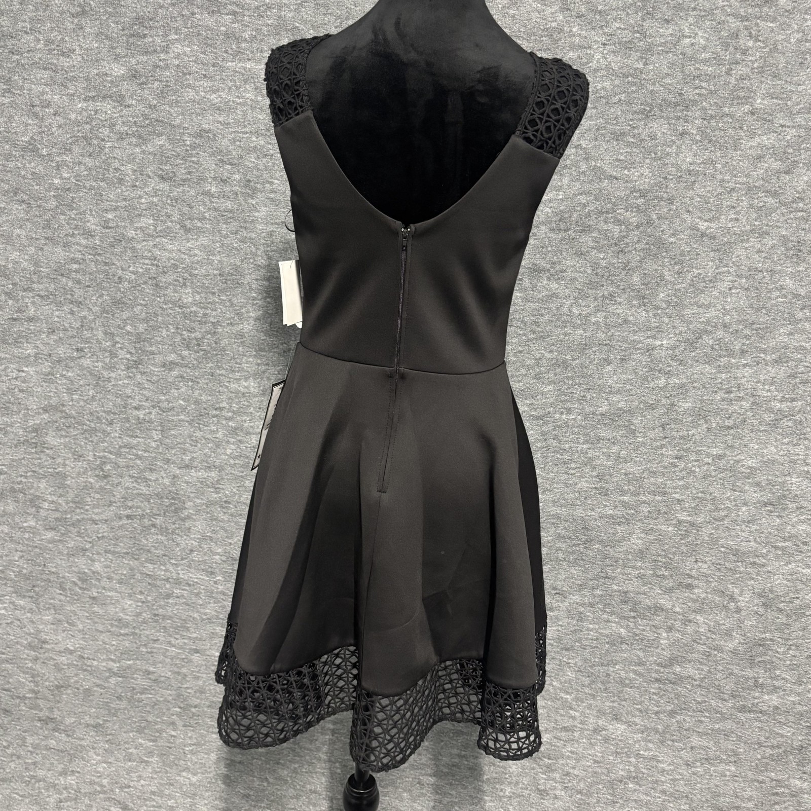 City Studio Dress Juniors 7 Black Crochet Fit & Flare Sleeveless Party Cocktail