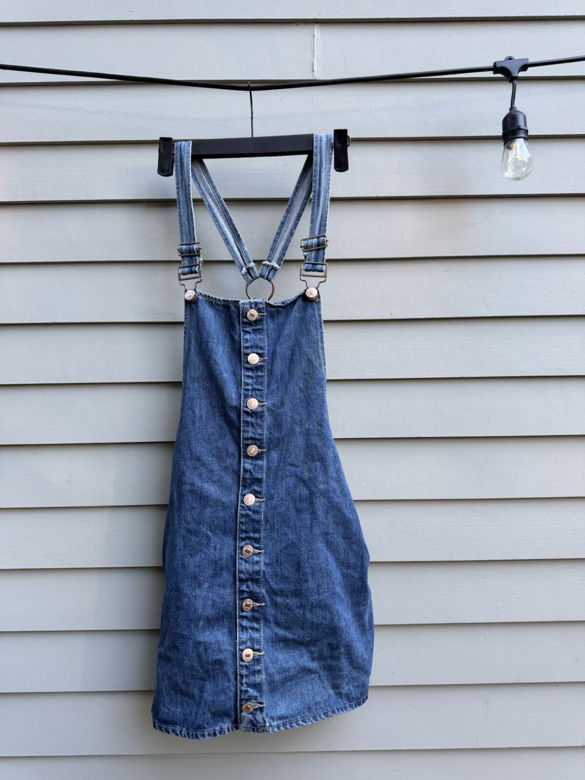 Forever 21 Size M Denim Jeans Overalls Dress Romper Jumpsuit Adjustable Straps