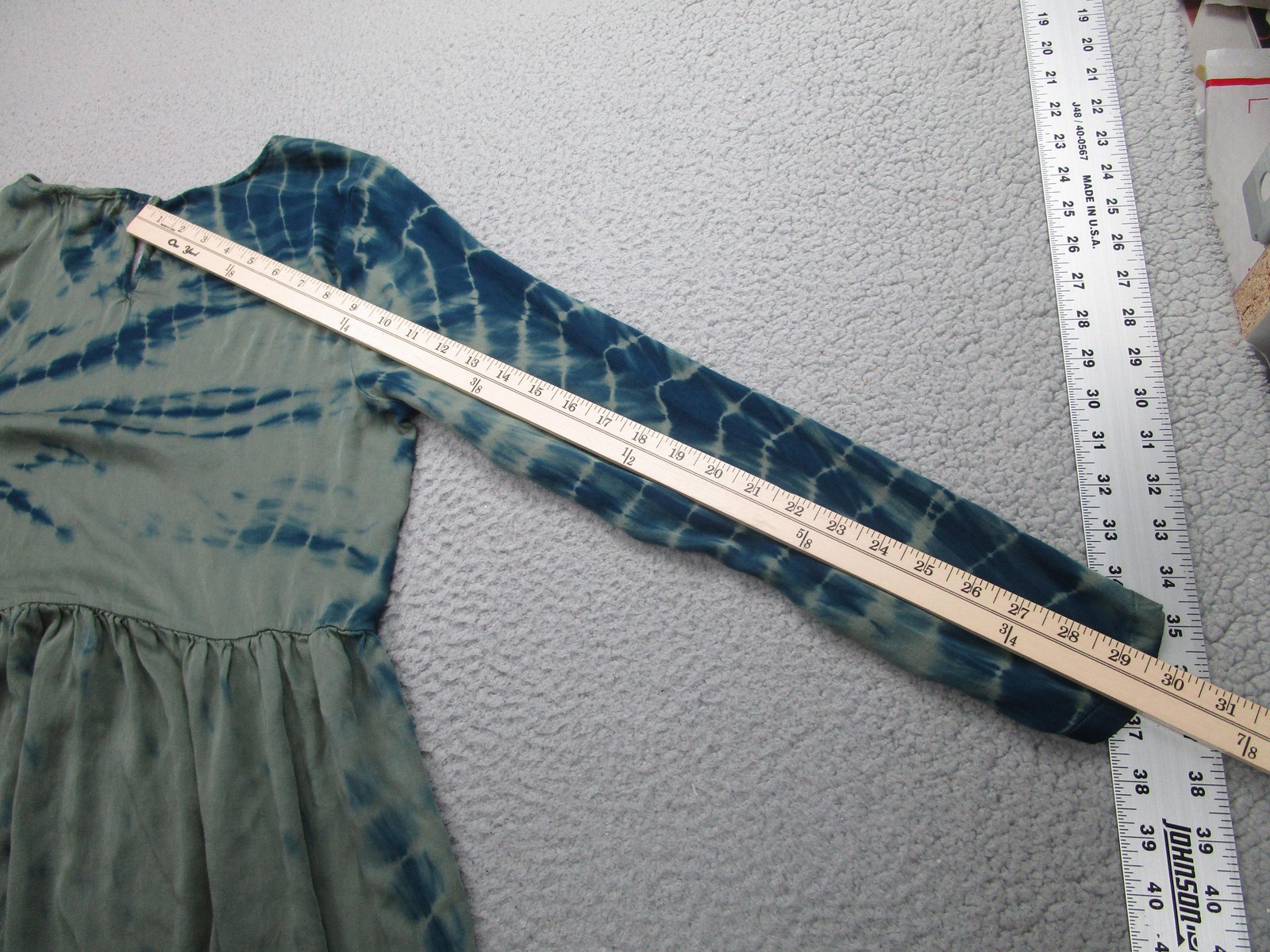 Dolan Left Coast Collection Dress Womens Large Green Blue Tie Dye Long Sleeve