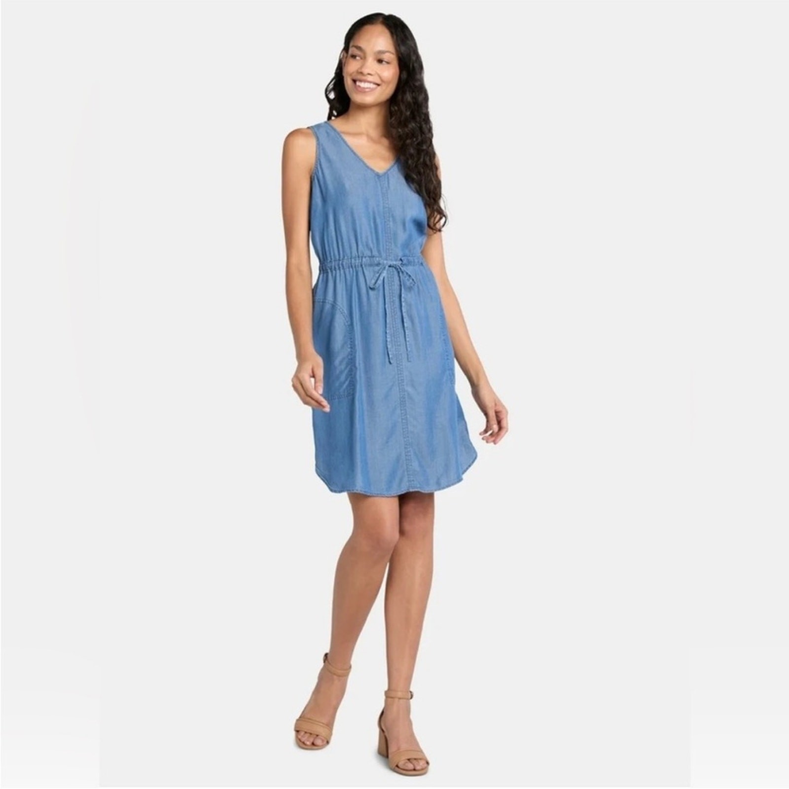 Time and Tru Women’s Sleeveless V-Neck Denim Utility Dress size XXL