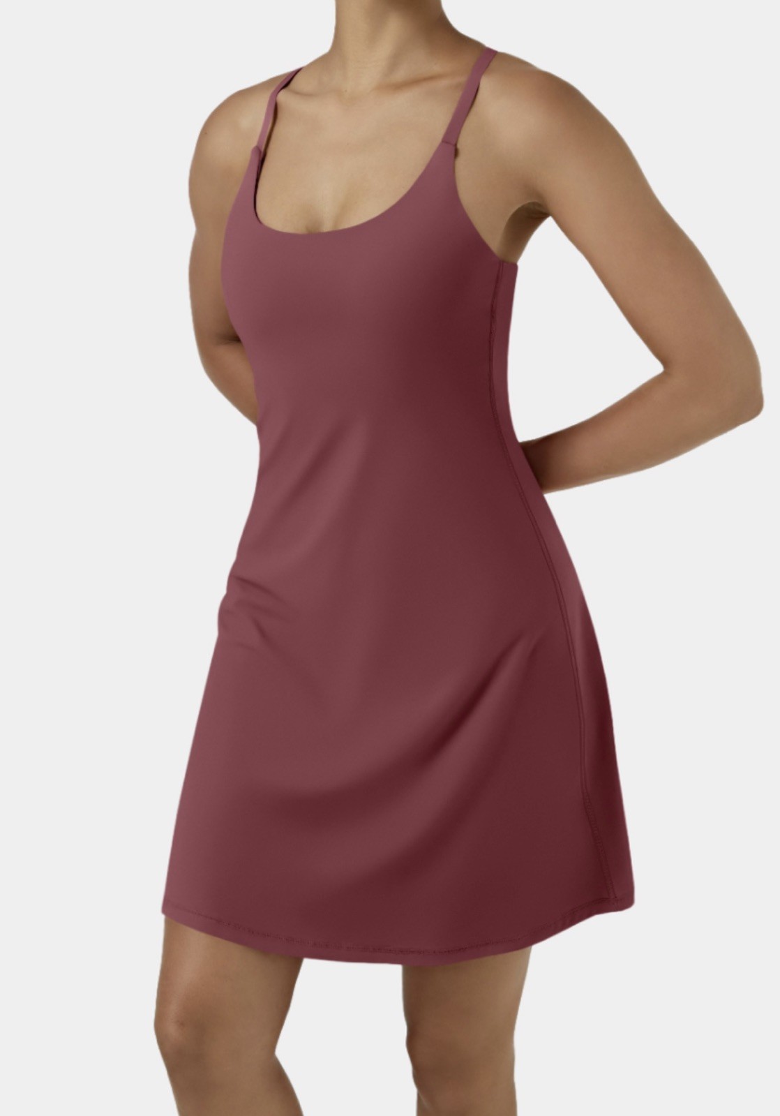 HALARA Softly Zero Plush Backless Active Golf Pickleball Tennis Dress Berry XS
